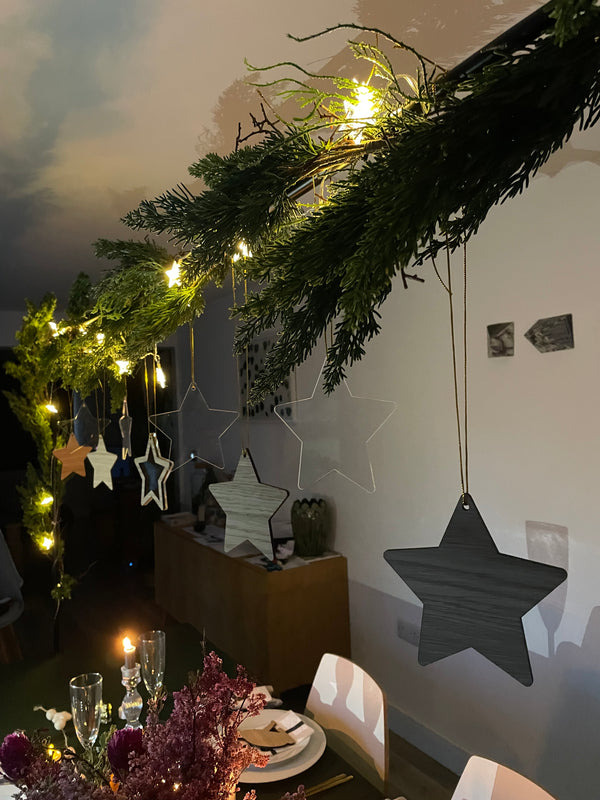 Small Wooden Star Set (Set of 6) – Scandi Christmas Hanging Decoration