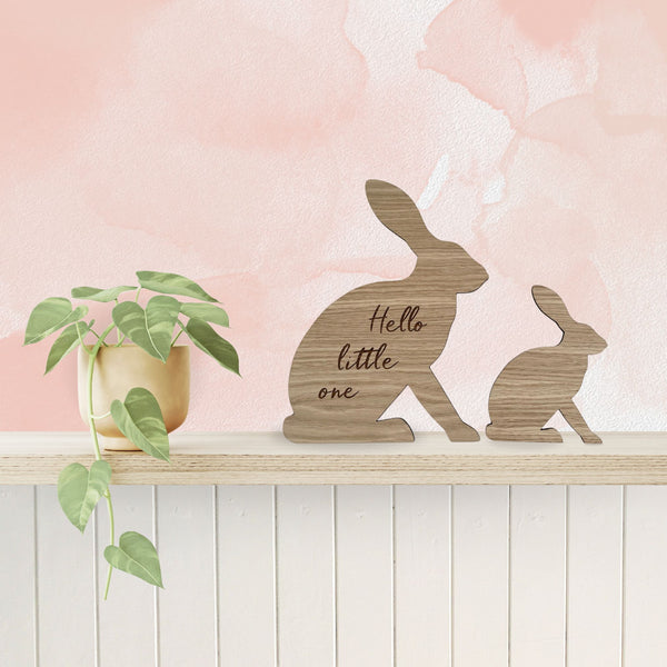 Mummy & Baby Engraved Wooden Bunny Gift Set